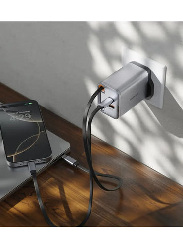 GaN Premium UK Plug Wall Charger 67W - Gray