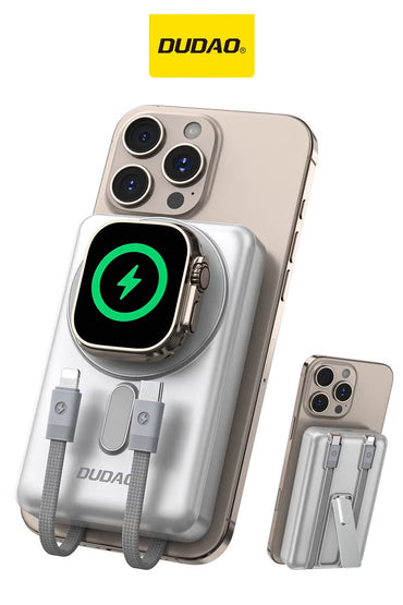 Dudao 10000mAh K29 Magnetic Wireless Power Bank with Built-in Lightning & Type-C Cables, 20W PD Fast Charging, 4 Outputs