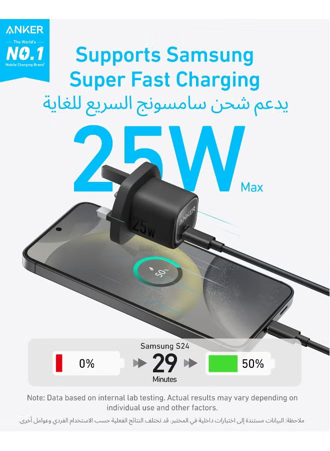 Anker 25W USB C Plug, Fast Charger for for iPhone 16/16 Pro/16 Pro Max/15, Samsung Galaxy S25/S24/Z Fold/Z Flip/Tab