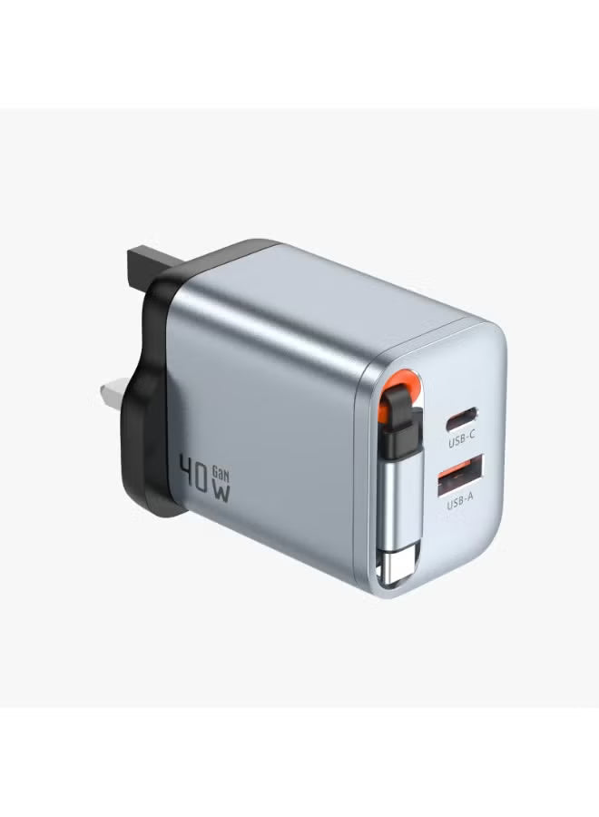 Green Lion GaN Premium UK Plug Wall Charger PD 40W