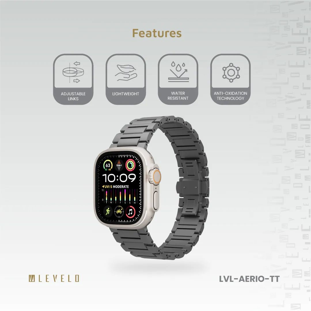 Levelo Aerio Titanium Watch Strap for Apple Watch 49/46mm