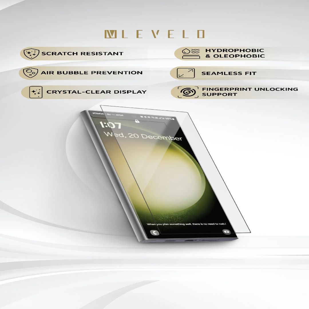 Levelo Clear Glass 2.5D Silk Print HD Screen Protector For Samsung Galaxy S24 Plus & Samsung Galaxy S24