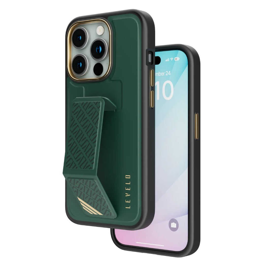 Levelo Morphix Cuero Gripstand Case For iPhone 15 pro