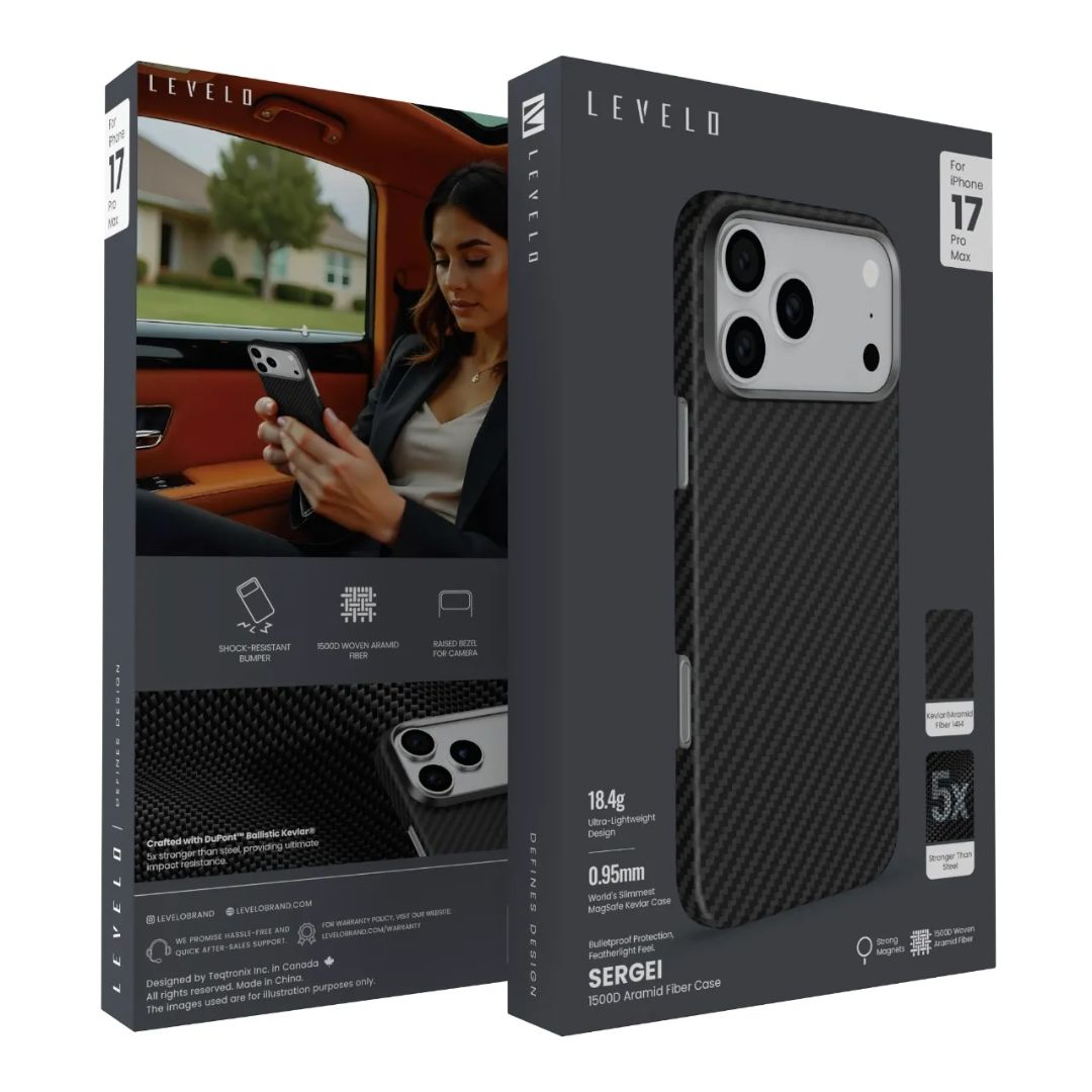 Levelo Sergei 1500D Aramid Fiber Case for iPhone 17 Pro & iPhone 17 Pro Max