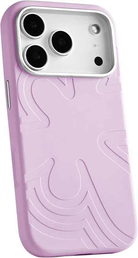Maxwell Floral Silicone Phone Case Compatible with iPhone 17 Pro Max Lens Guard, Soft Microfiber Lining, Shockproof