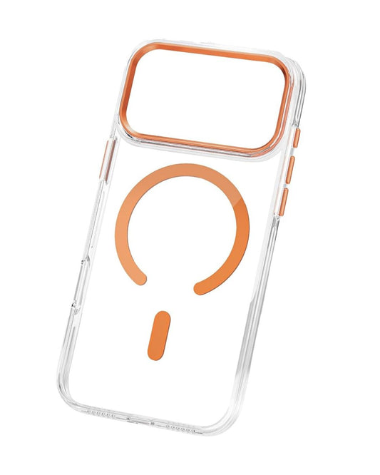 Maxwell MagSafe iPhone 17 Pro Max Case with Lens Guard – Crystal Clear, Orange