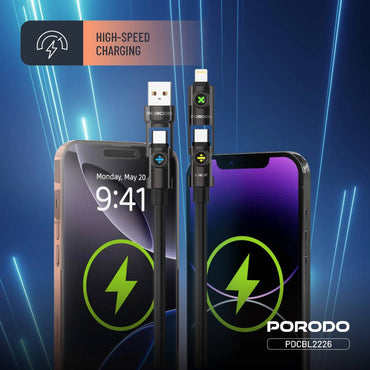 Porodo Powerglow 4-in-1 High-Speed Charging Cable PD 240W