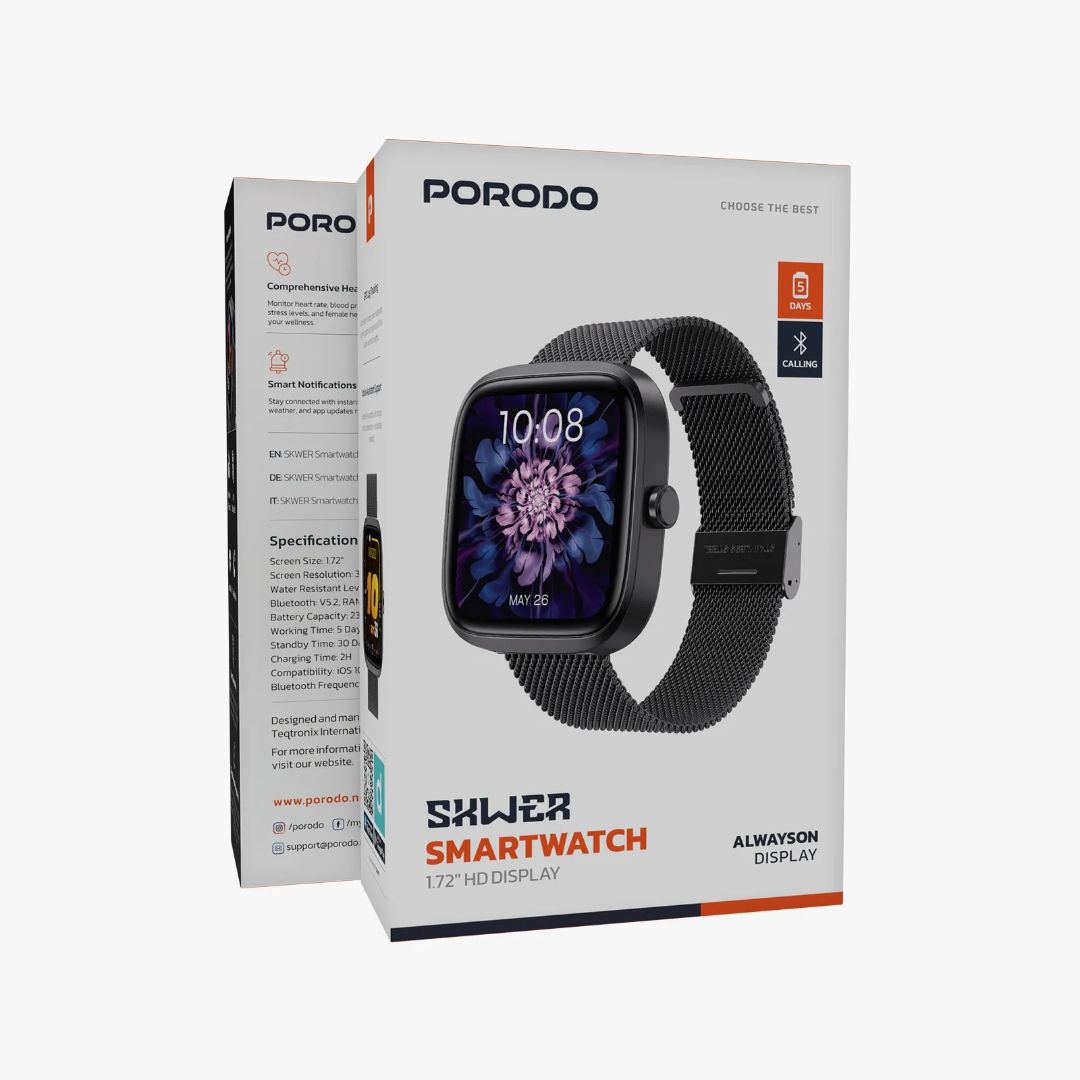 Porodo Skwer Smart Watch 1.72" HD Display