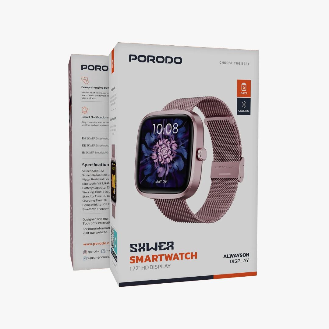 Porodo Skwer Smart Watch 1.72" HD Display