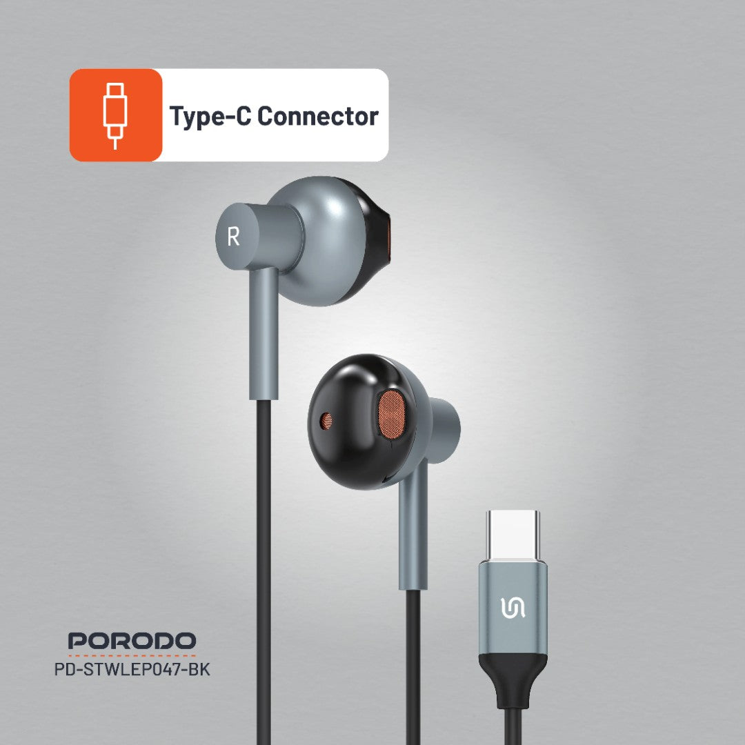 Porodo Soundtec Stereo Earphones with Type-C Connector