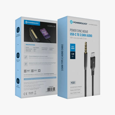 Powerology Power Sync Weave USB-C To 3.5mm Audio 1.2M Cable