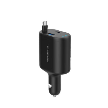 Powerology Type-C Retractable Car Charger (115W)
