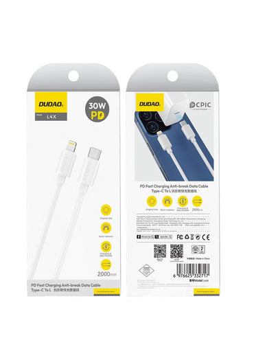 Dudao PD Fast Charging Anti-break Data Cable - Type C to Lightening