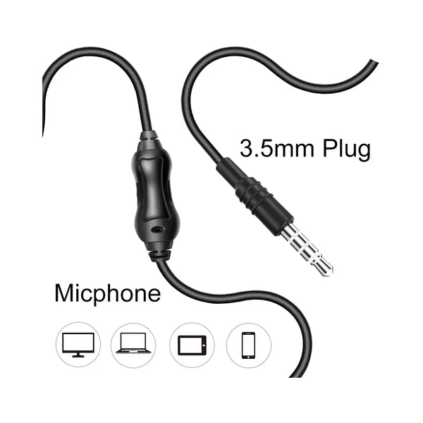 DUDAO X21 On-Ear 3.5Mm Wired Headphones for Mobiles and Laptop with in-Line Mic (Black)