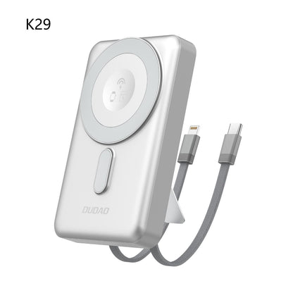 Dudao 10000mAh K29 Magnetic Wireless Power Bank with Built-in Lightning & Type-C Cables, 20W PD Fast Charging, 4 Outputs