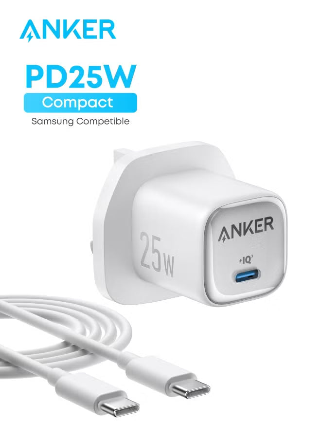 Anker 25W USB C Plug, Fast Charger for for iPhone 16/16 Pro/16 Pro Max/15, Samsung Galaxy S25/S24/Z Fold/Z Flip/Tab