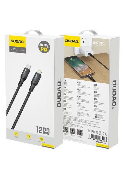 30W USB-C to Lightning Cable, Type-C to Lightning Fast Charging Cable, Suitable for All Lightning Port Devices, 1.2 Meters Long