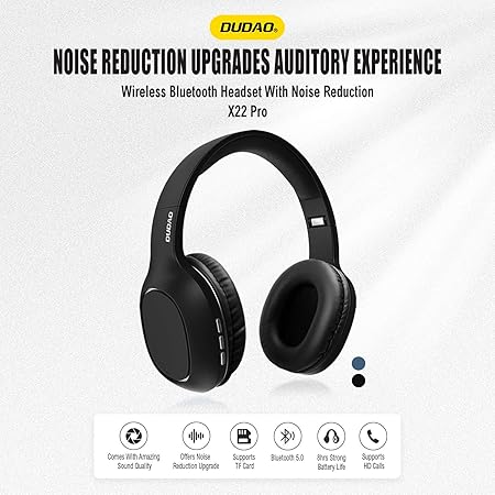 Dudao Multifunctional Wireless Earphones Bluetooth 5.0 Micro SD Card Reader FM Radio Black (X22Pro)
