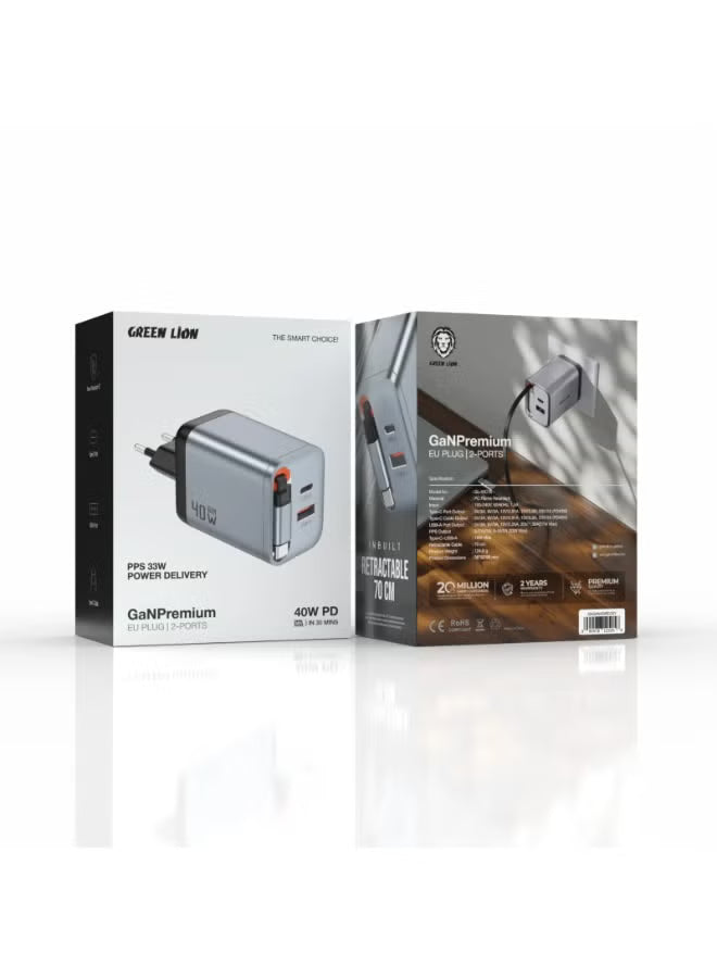 Green Lion GaNPremium EU Plug Wall Charger PD 40W
