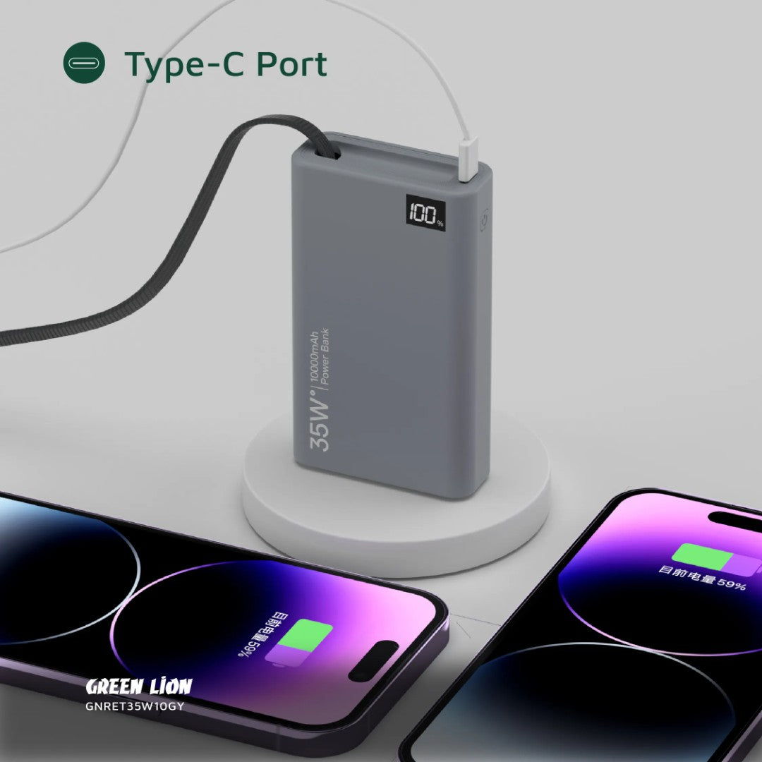 Green Lion Retractable Power Bank 35W 10000mAh