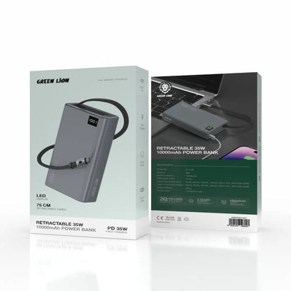 Green Lion Retractable Power Bank 35W 10000mAh