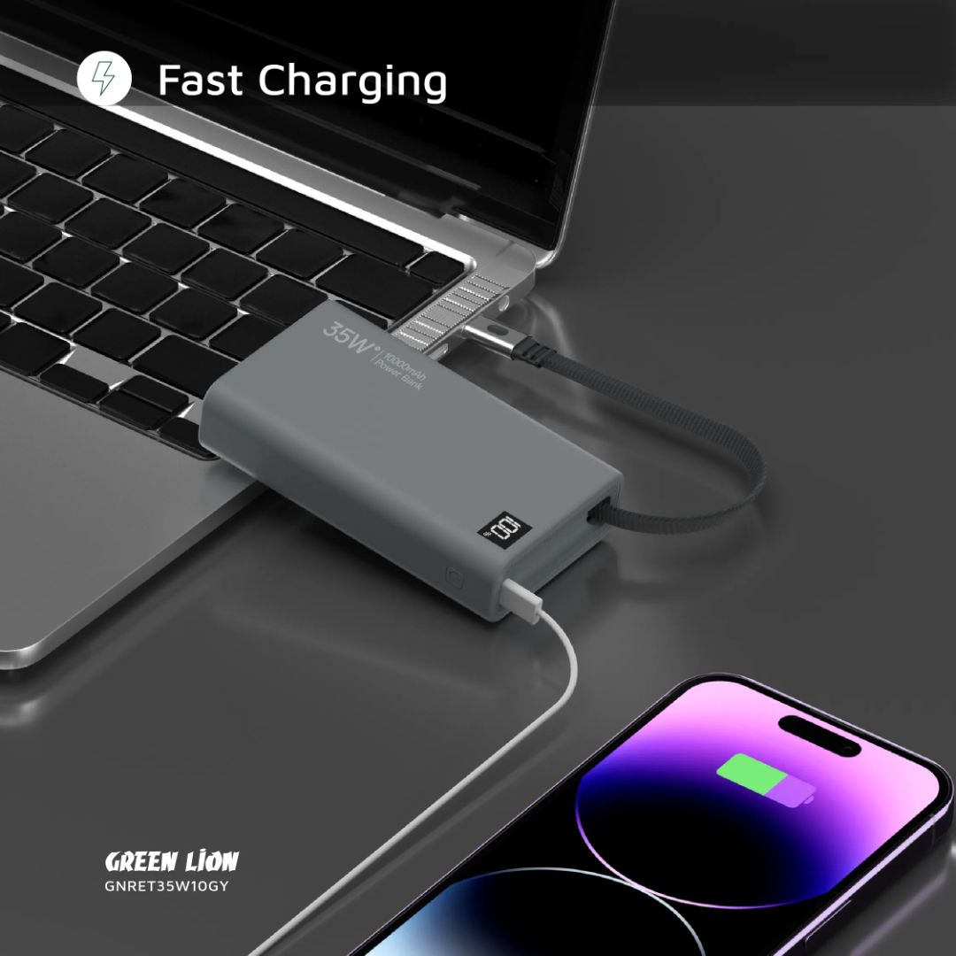 Green Lion Retractable Power Bank 35W 10000mAh
