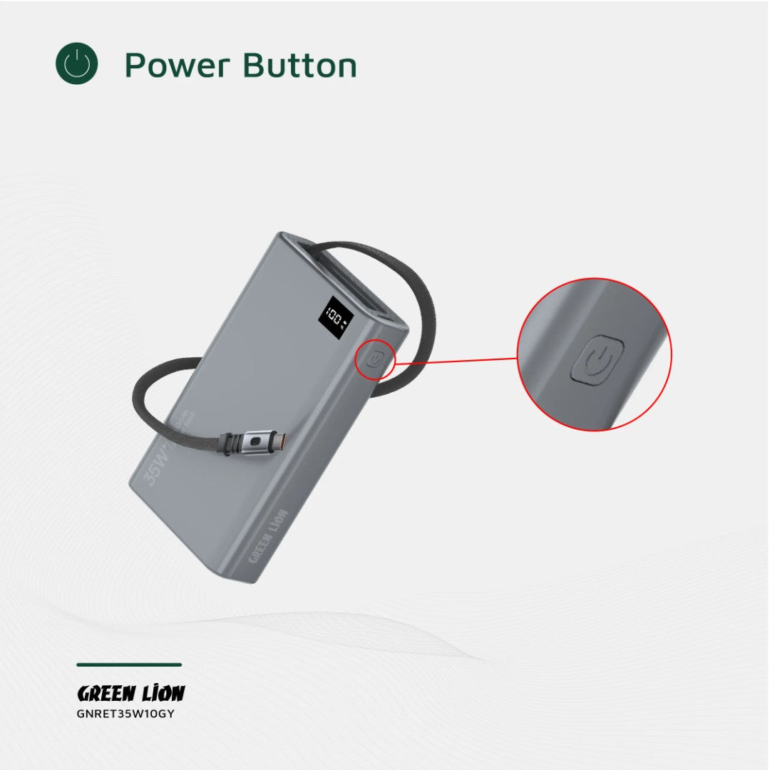 Green Lion Retractable Power Bank 35W 10000mAh