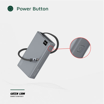 Green Lion Retractable Power Bank 35W 10000mAh