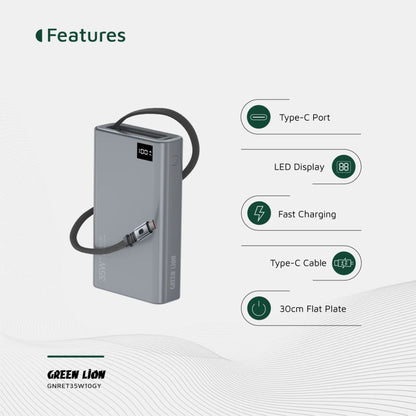 Green Lion Retractable Power Bank 35W 10000mAh
