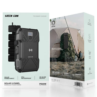 Green Lion Solar 5-Panel 20000mAh Power Bank PD20W