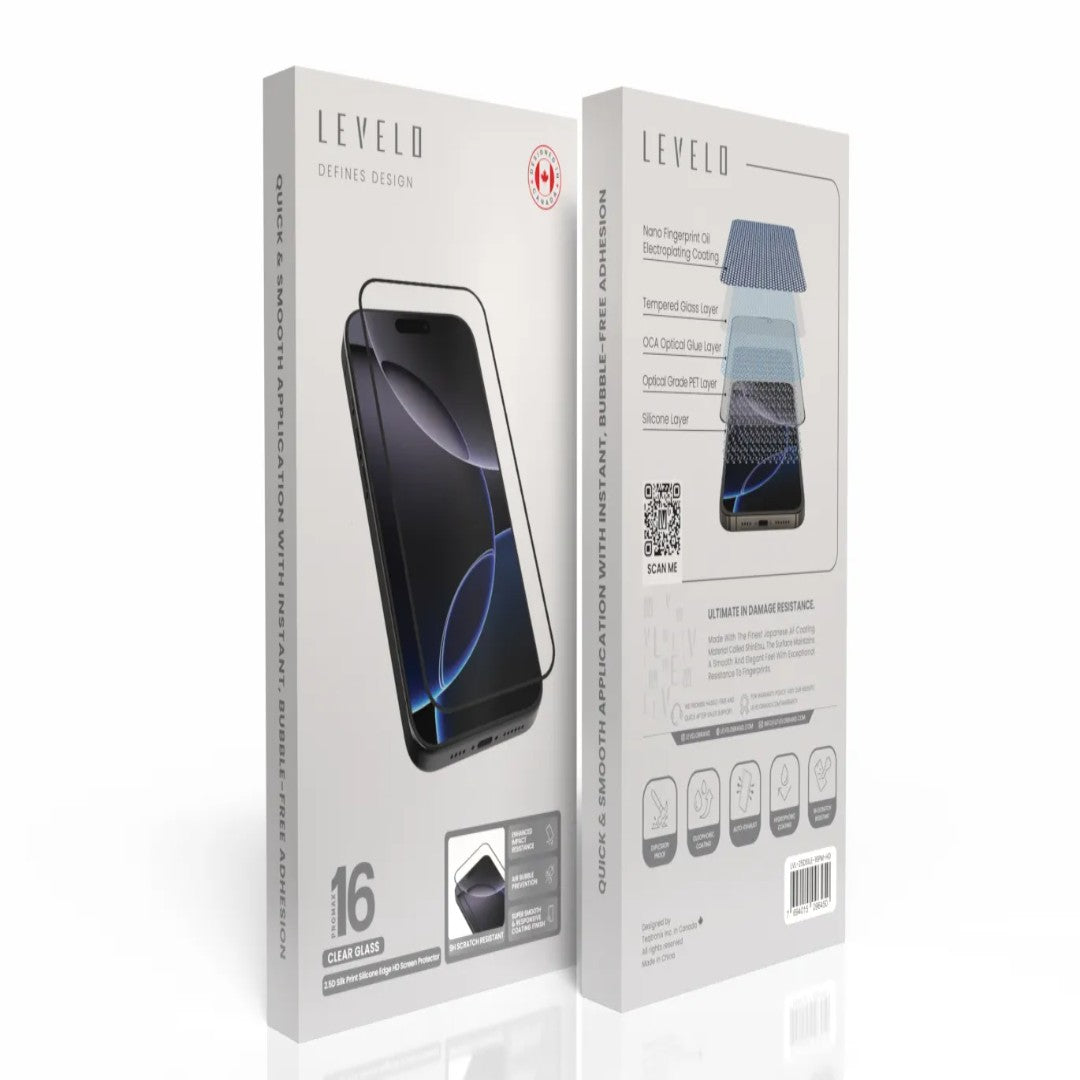 Levelo 2.5D Silk Print Silicone Edge Screen Protector - Clear Screen Protector