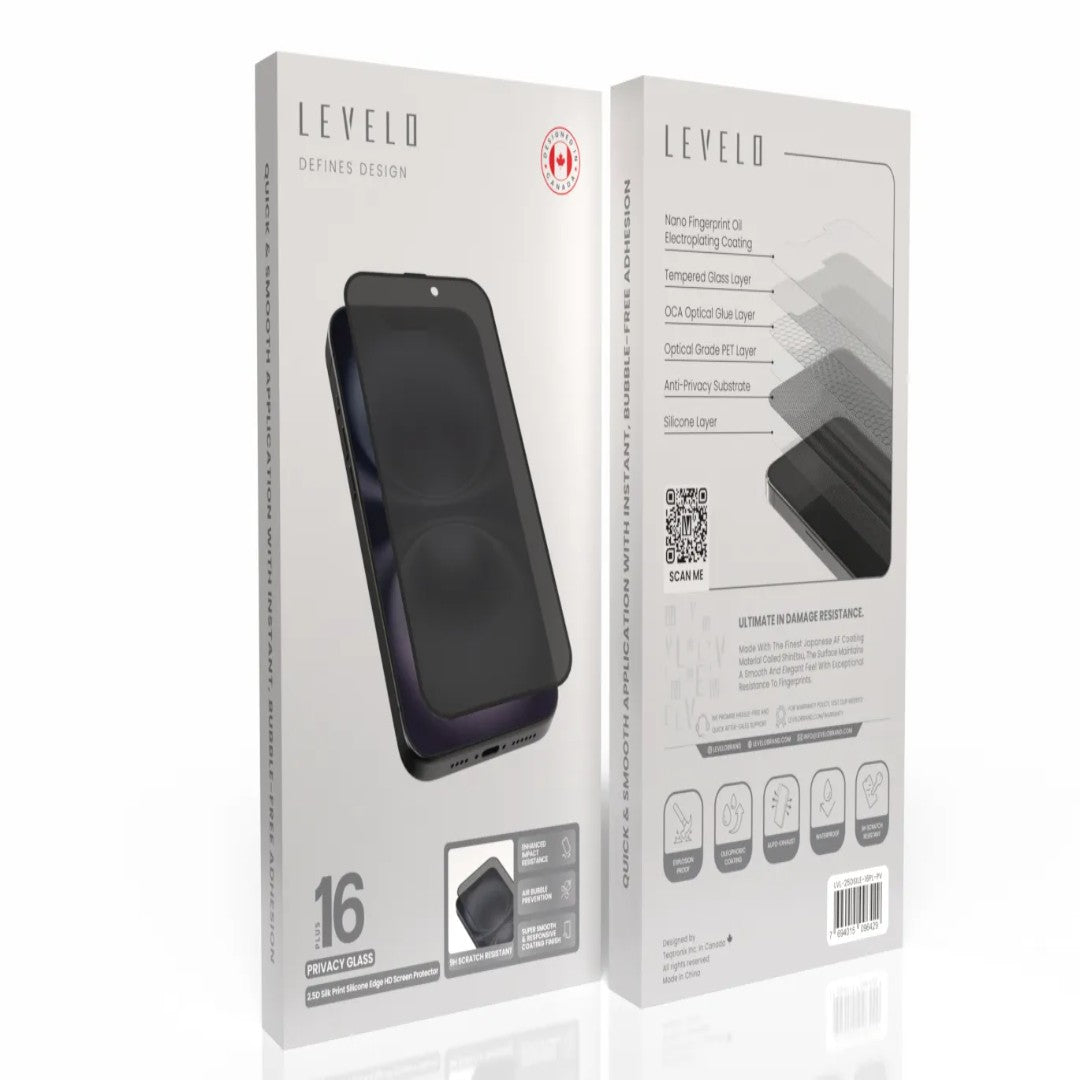 Levelo 2.5D Silk Print Silicone Edge Screen Protector - Privacy Screen Protector
