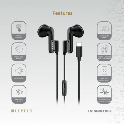 Levelo 2 IN 1 TWS Wired Earphones Soundflex