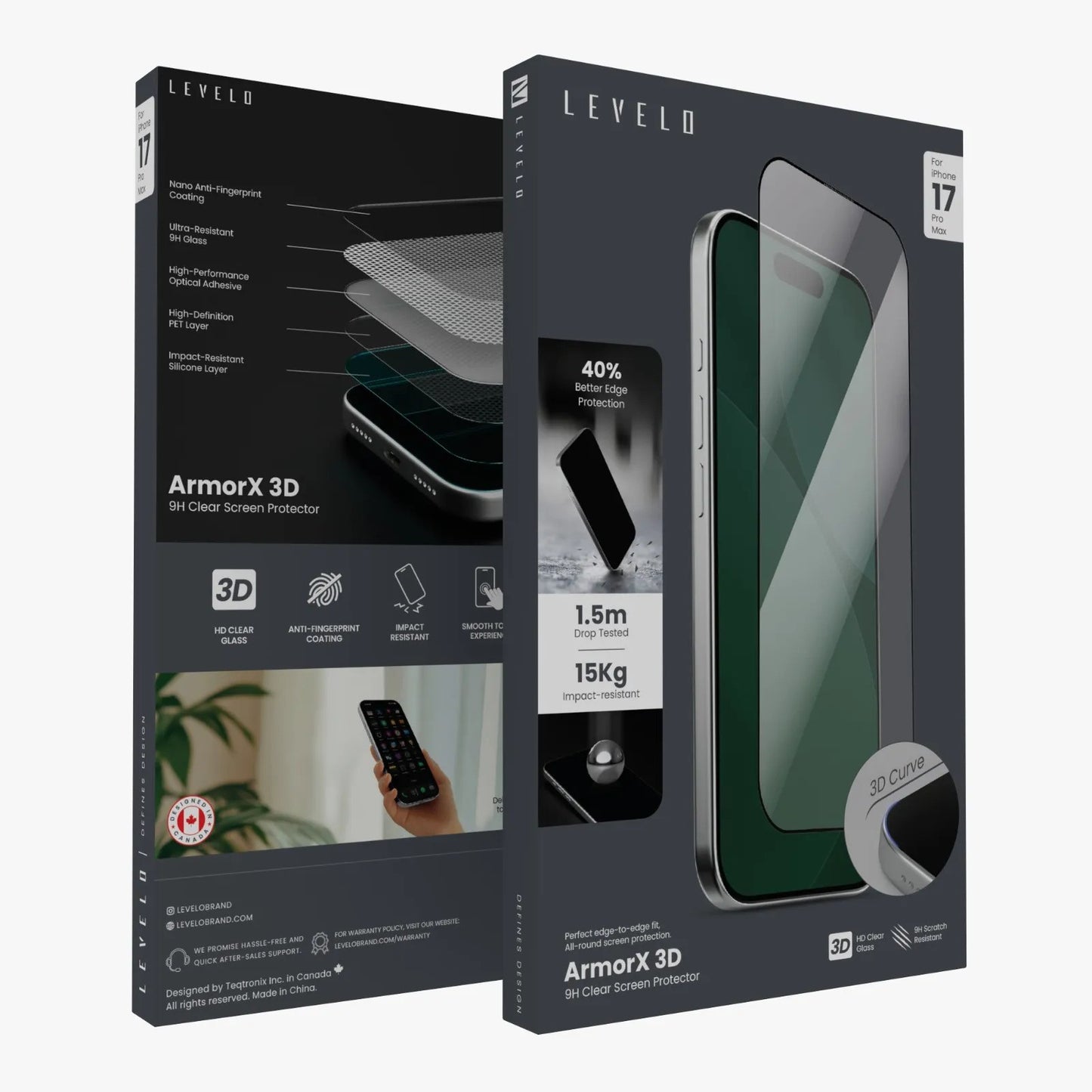 Levelo ArmorX 3D 9H Screen Protector for iPhone 17 Series