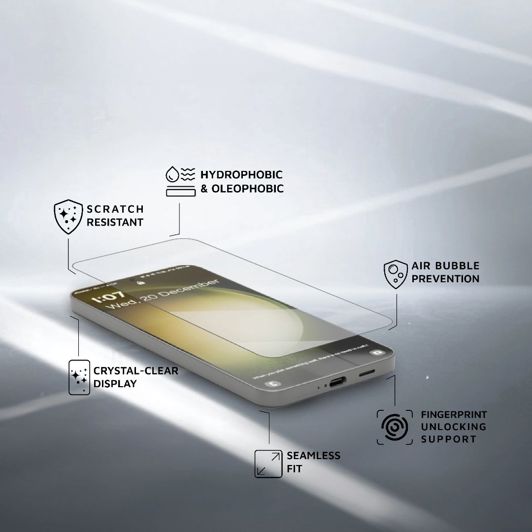 Levelo Clear Glass 2.5D Silk Print HD Screen Protector For Samsung Galaxy  S24 Plus & Samsung Galaxy  S24