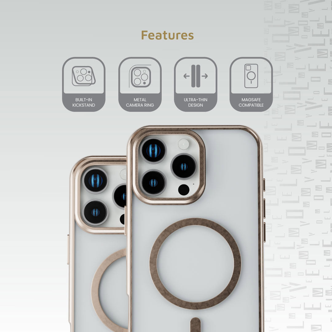 Levelo Elio PC Case With Camera Ring Stand for iPhone 16 Pro Max