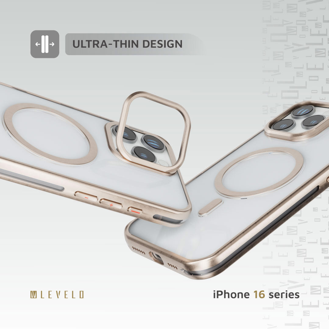Levelo Elio PC Case With Camera Ring Stand for iPhone 16 Pro Max