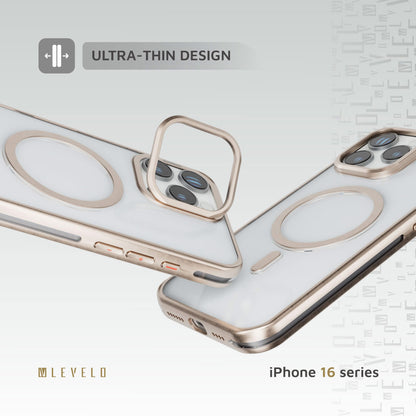 Levelo Elio PC Case With Camera Ring Stand for iPhone 16 Pro Max