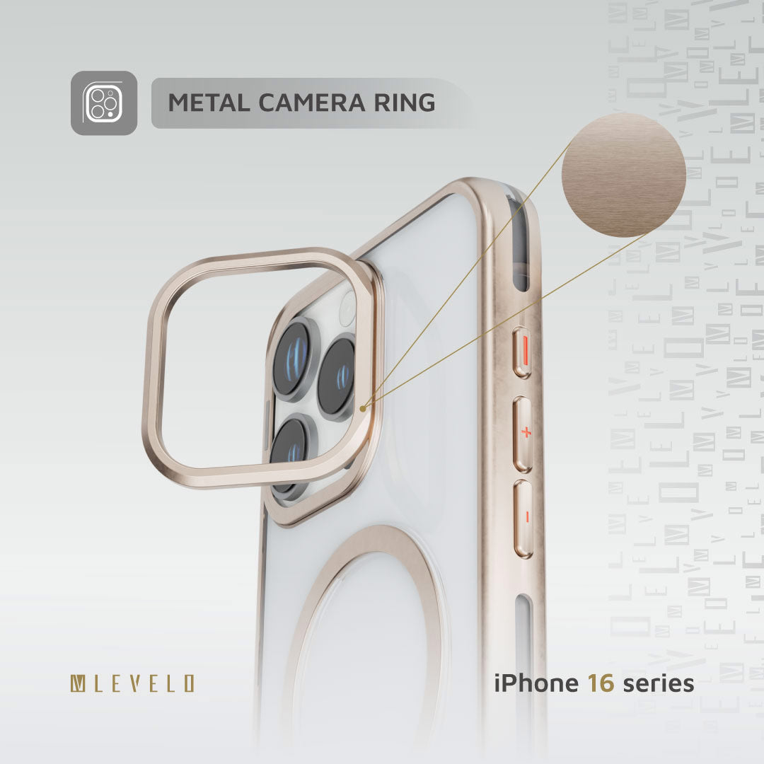 Levelo Elio PC Case With Camera Ring Stand for iPhone 16 Pro Max