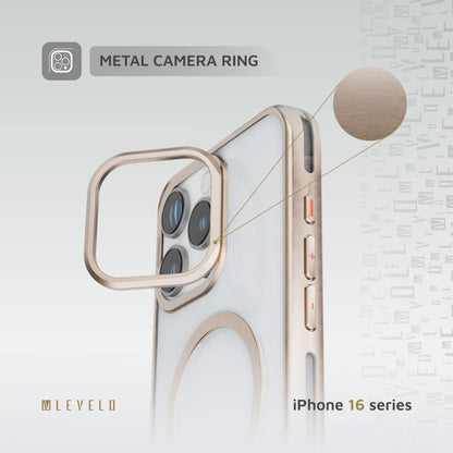 Levelo Elio PC Case With Camera Ring Stand for iPhone 16 Pro Max