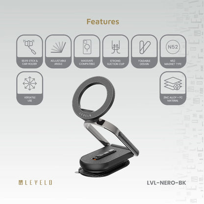 Levelo Nero MagSafe Car &amp; Selfie Stick Portable Holder