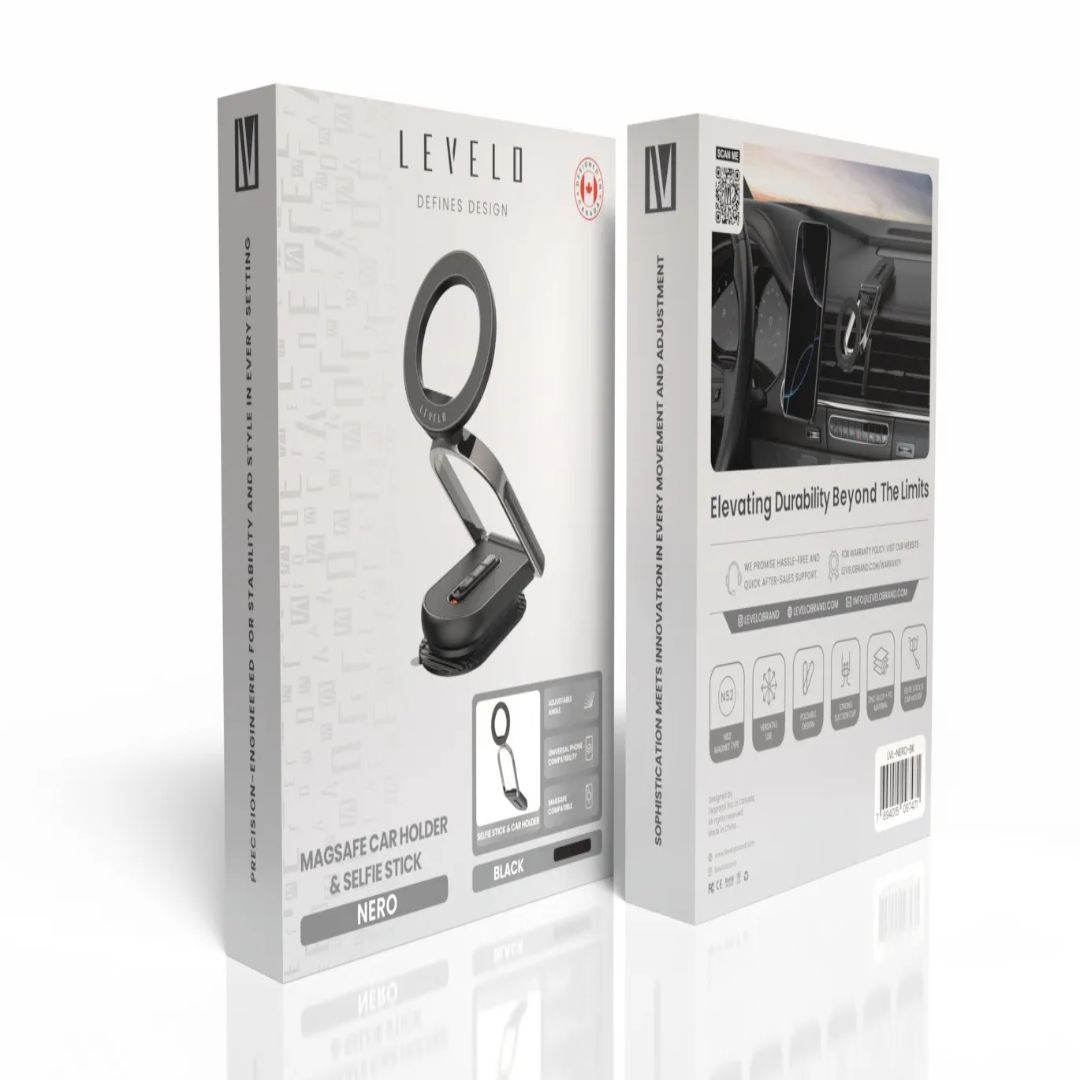 Levelo Nero MagSafe Car &amp; Selfie Stick Portable Holder