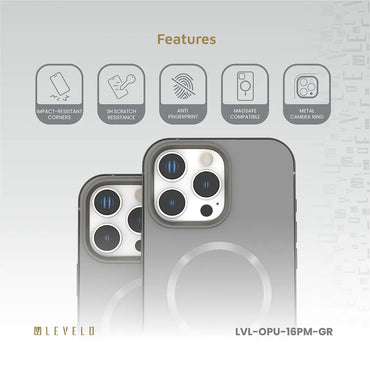 Levelo Opulis Case for iPhone 16 Pro - Gray