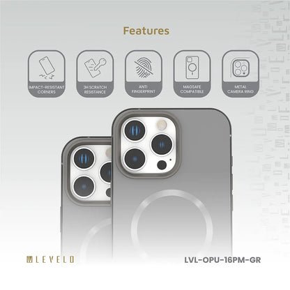 Levelo Opulis Case for iPhone 16 Pro - Gray