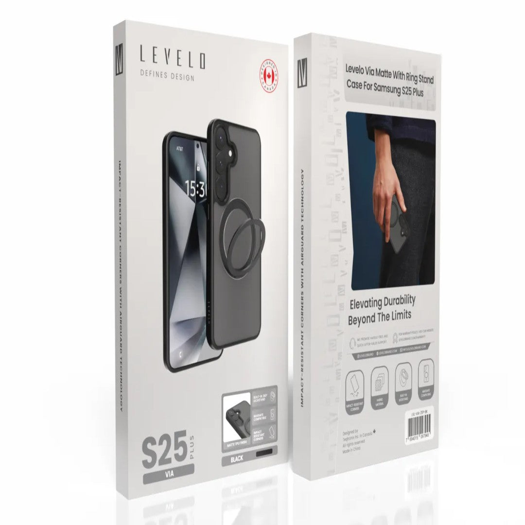 Levelo Via Matte With Ring Stand Case For Samsung S25 Plus & S25 Ultra