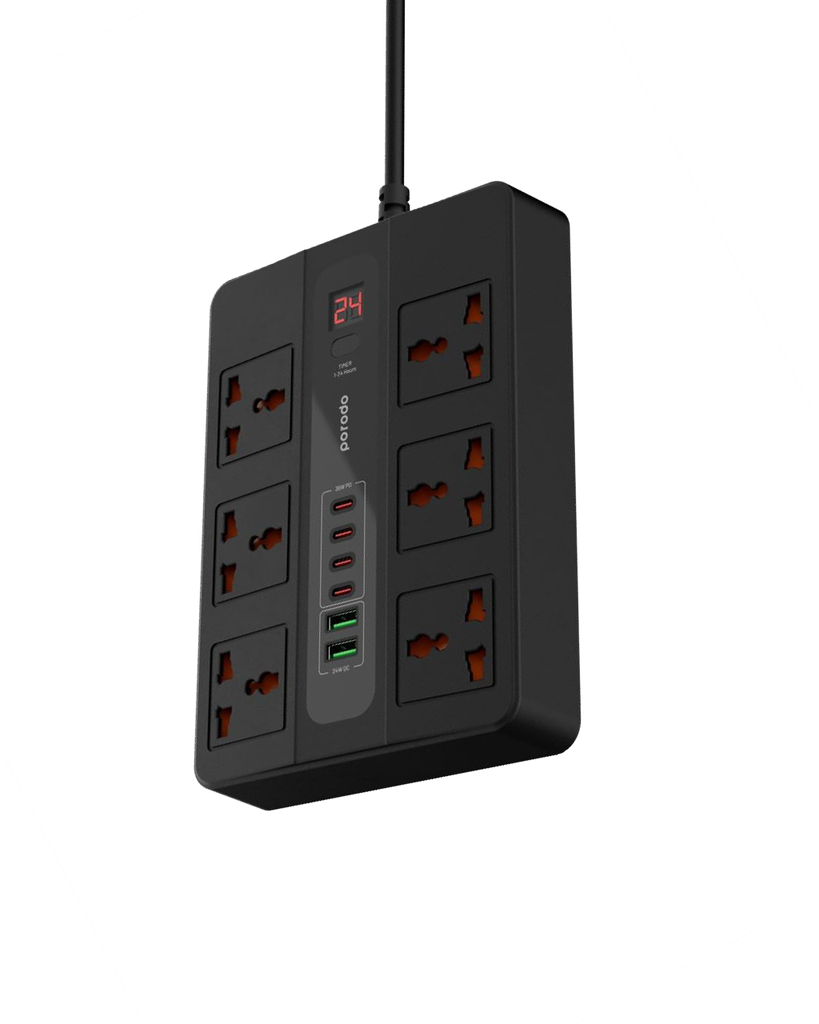 Porodo Multi-Port Super HUB | 4 USB-C + 2 USB-A | Ultimate Home &amp; Office Kit | 3M
