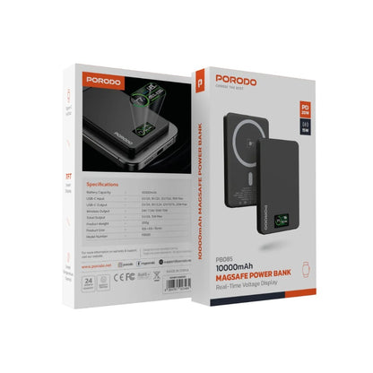 Porodo 10000mAh MagSafe Power Bank | 20W PD | 15W Wireless | TFT Display