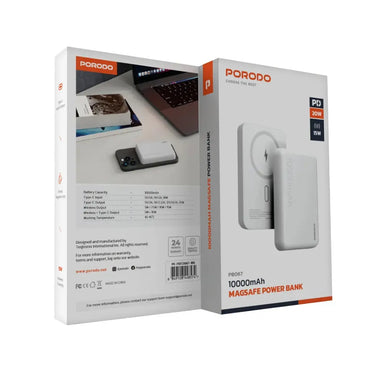 Porodo 10000mAh MagSafe Power Bank – Fast Wireless &amp; Wired Charging