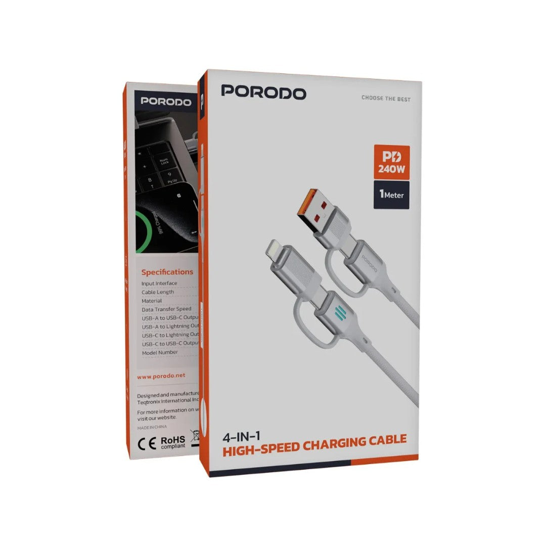 Porodo 4-in-1 High-Speed Charging Cable PD 240W