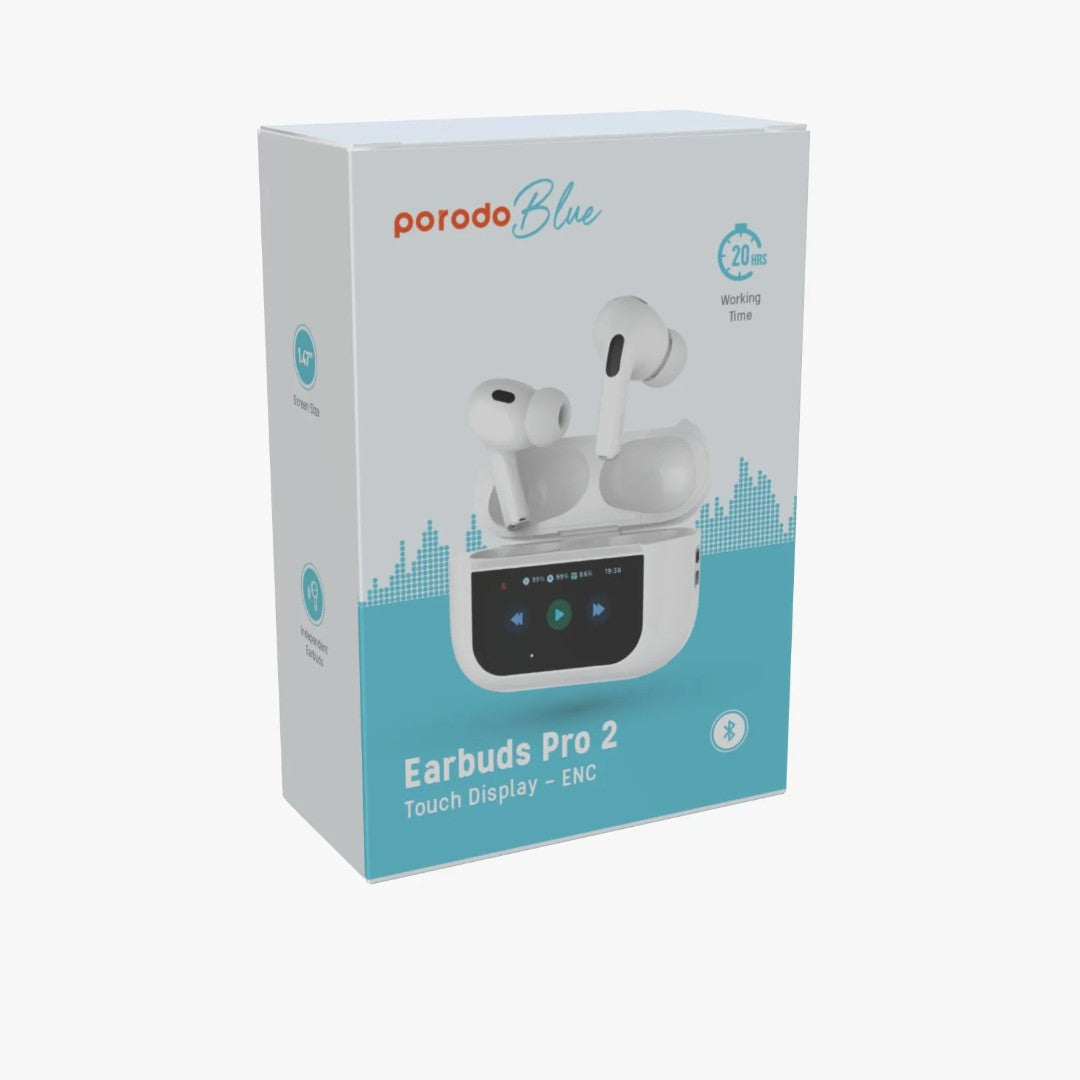 Porodo Blue AirPods Pro 2 with Touch Display | ANC &amp; ENC